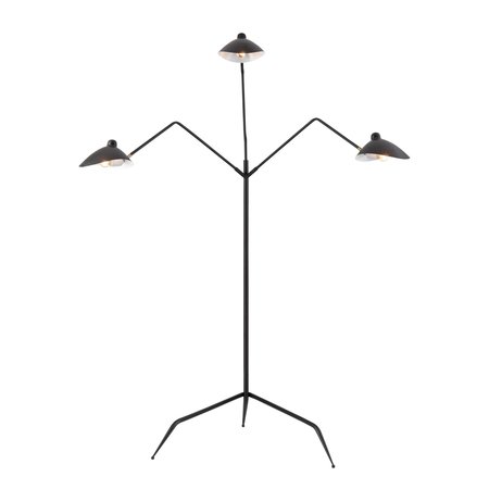 ELK SIGNATURE Risley 815'' High 3Light Floor Lamp, Matte Black, Includes LED Bulb H0019-11103-LED
